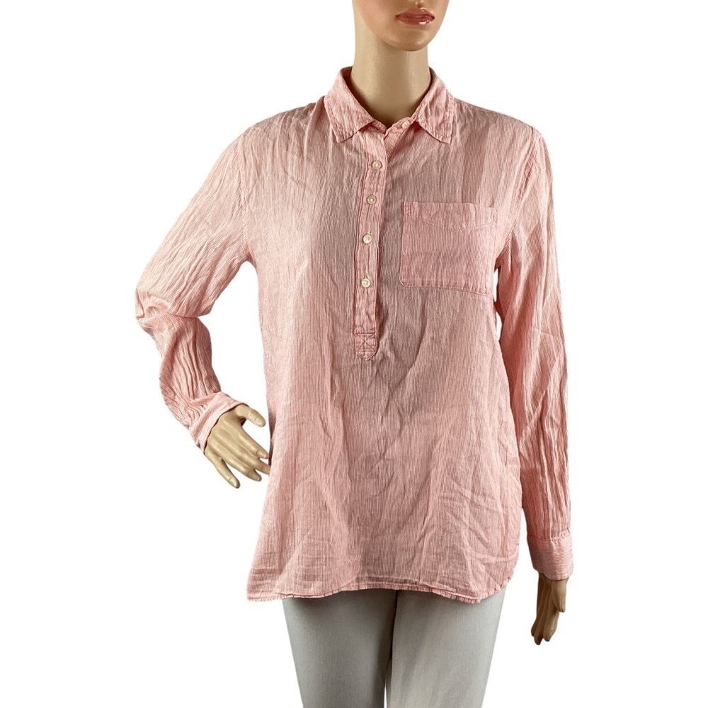 Gap Factory Boyfriend Fit Popover Top Size S Pink Stripe